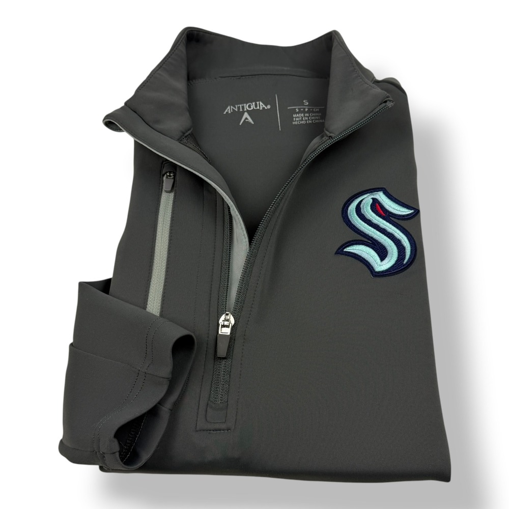 Antigua Seattle Kraken NHL Mens Small Gray‎ 1/4 Zip Pullover Jacket 0290